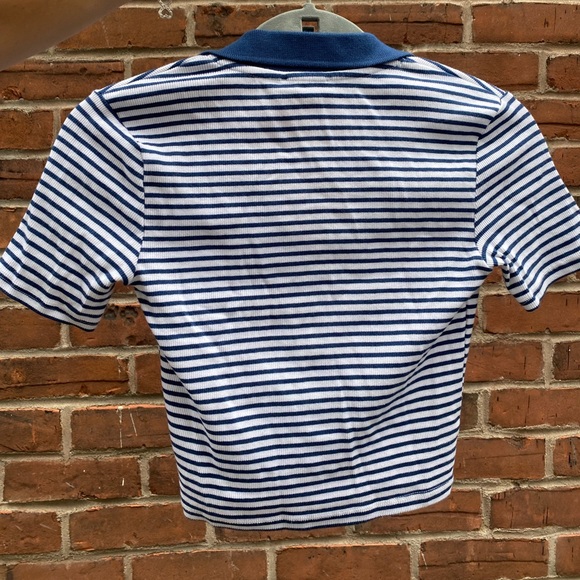 Striped Collared Cropped Tee - Picture 2 of 2